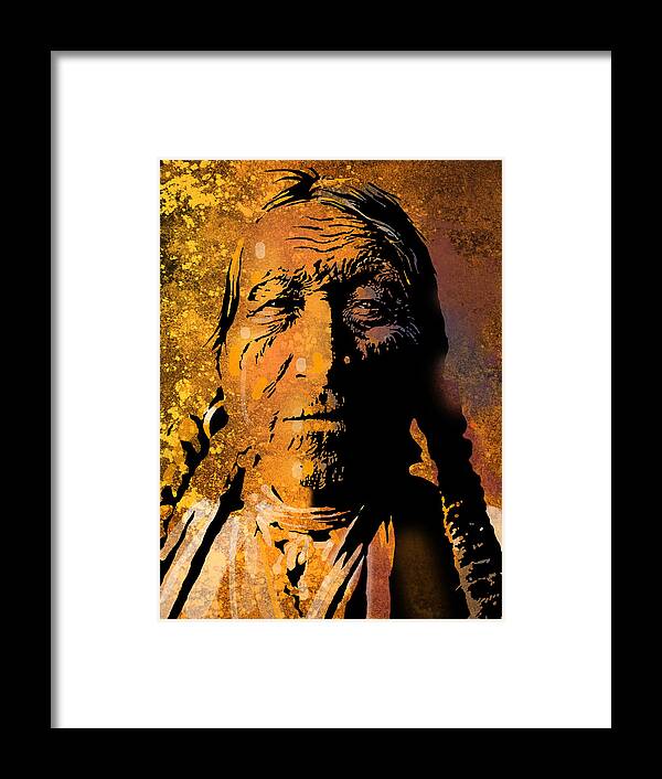 Native American Framed Print featuring the painting Oglala Elder by Paul Sachtleben