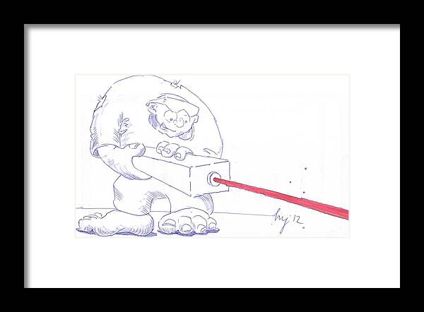Ogre Framed Print featuring the drawing Ogre with Laser Cartoon by Mike Jory