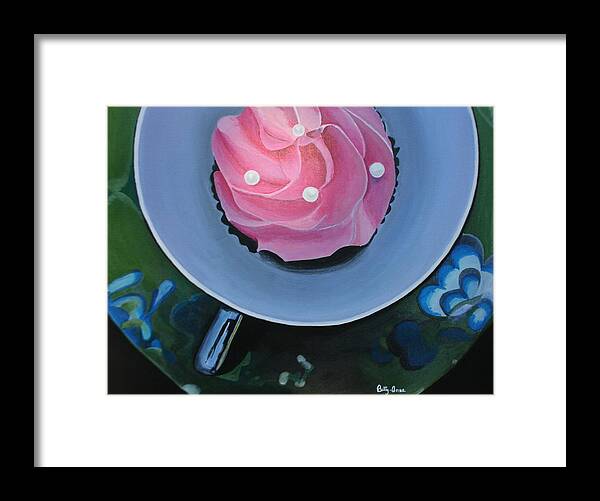 Cupcake Framed Print featuring the painting Oh Sweet Tea by Betty-Anne McDonald