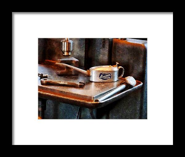 Construction Framed Print featuring the photograph Oil Can and Wrench by Susan Savad