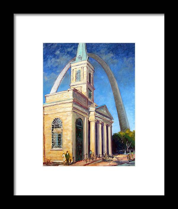 St.louis Framed Print featuring the painting Old Cathedral Church in St.Louis by Irek Szelag