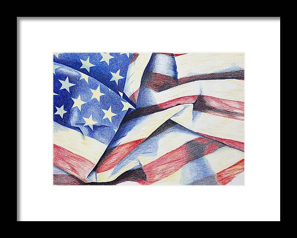 American Flag Framed Print featuring the drawing Old Glory by Garry McMichael