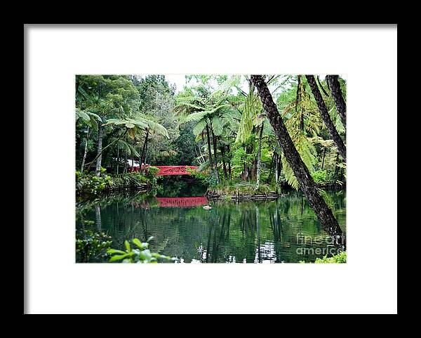 Bridge Framed Print featuring the photograph Old lake with Red Bridge by Yurix Sardinelly