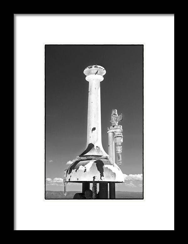 Black And White Framed Print featuring the photograph Old Pump in Jerome AZ by James Bethanis