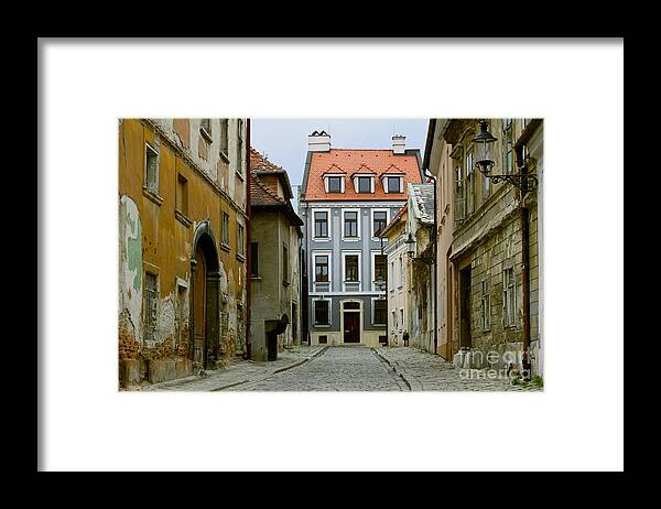  Framed Print featuring the photograph Old street in Bratislava by Les Palenik