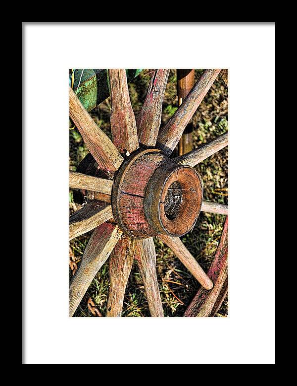 Still Life Framed Print featuring the photograph Old Wagon Wheel by Jan Amiss Photography