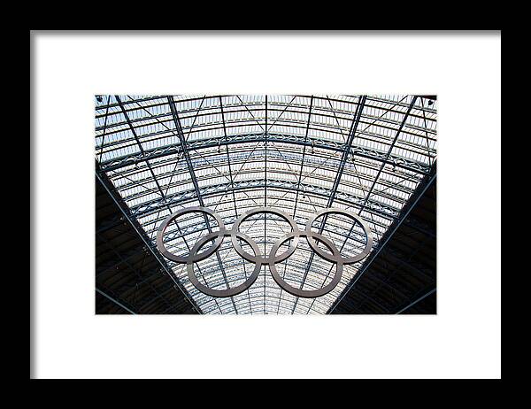 Rings Framed Print featuring the photograph Olympic Rings at St. Pancras by Adam Pender
