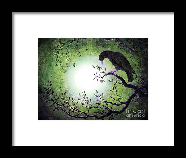 Crow Framed Print featuring the digital art Ominous Bird in Somber Tones by Laura Iverson