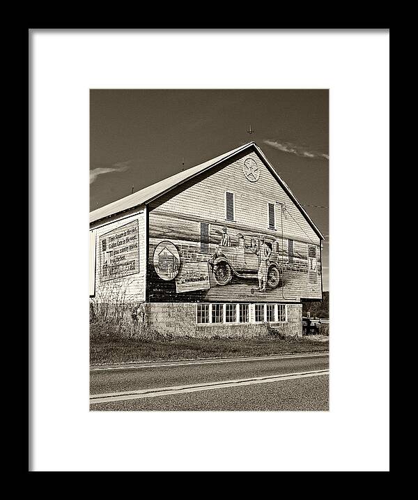Lincoln Highway Framed Print featuring the photograph On the Lincoln Highway sepia by Steve Harrington