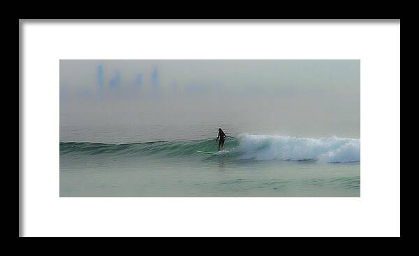 Surf Framed Print featuring the photograph One misty morning 2 by Jocelyn Kahawai