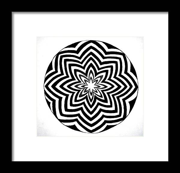 Optional Illusion. Opt Art Black And White. Black And White Flowers. Framed Print featuring the painting Opt Art 1 by Christina A Pacillo
