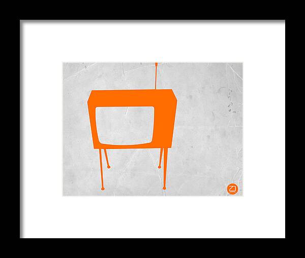 Kids Art Framed Print featuring the digital art Orange TV by Naxart Studio