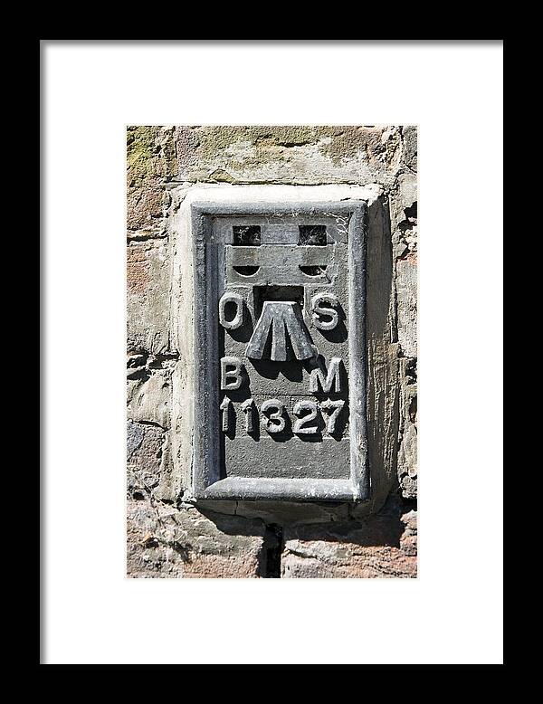 Equipment Framed Print featuring the photograph Ordnance Survey Benchmark, Uk by Sheila Terry