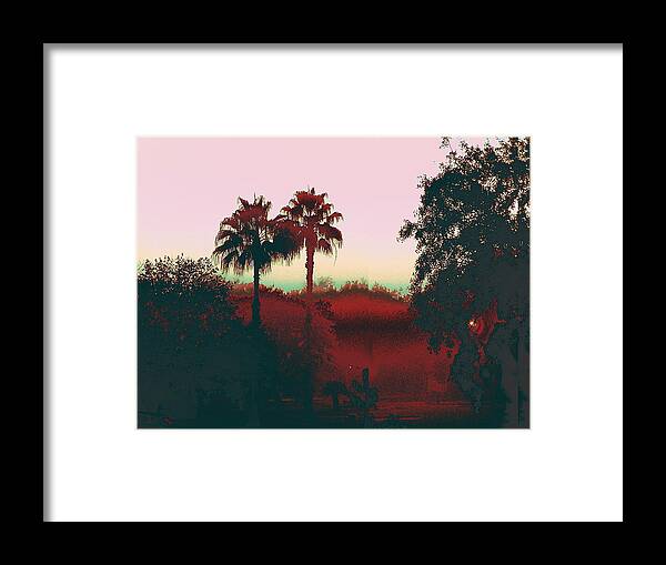 Fine Art Framed Print featuring the painting Original Fine Art Digital Gulf Coast Misty Morning by G Linsenmayer
