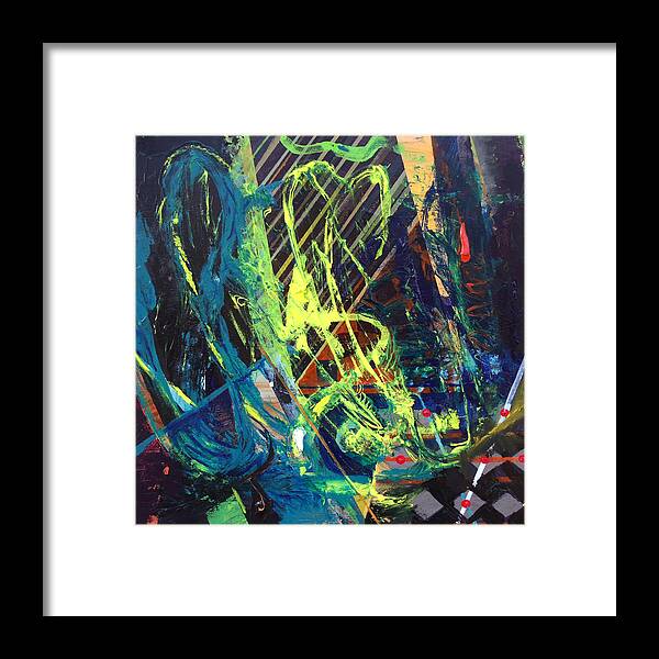 Abstract Framed Print featuring the painting Otis by Sylvia Greer