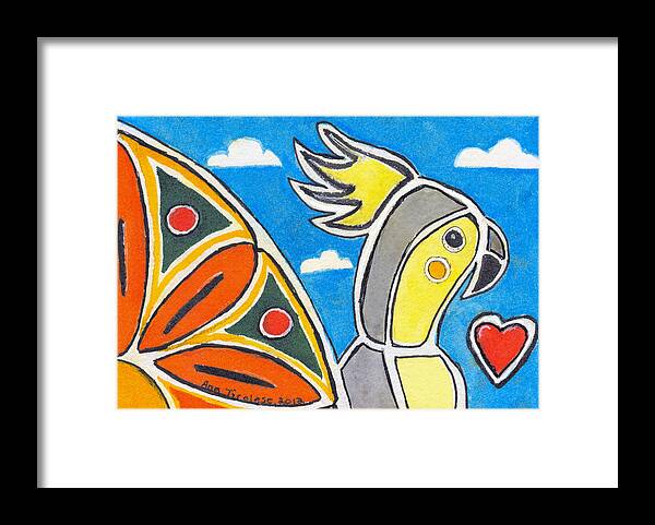 Original Framed Print featuring the painting Our Heart Bird Oscar by Ana Tirolese