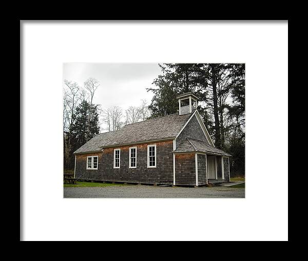 Oysterville Framed Print featuring the photograph Oysterville Schoolhouse by Kelly Manning