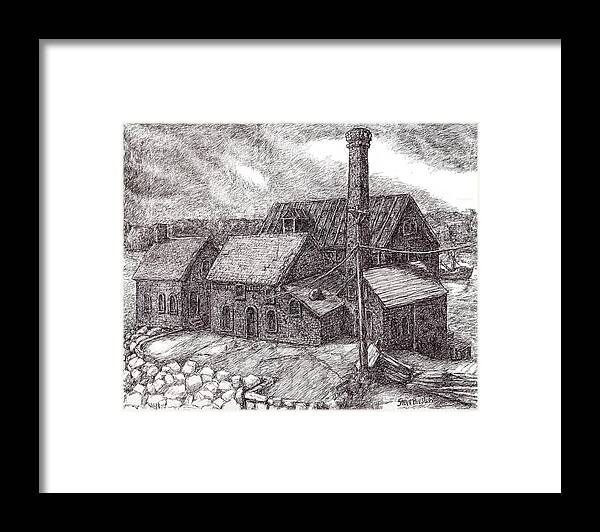 Factory Framed Print featuring the digital art Paint Factory Rocky Neck by Steve Breslow