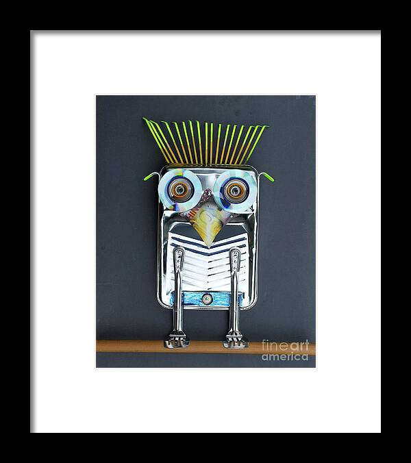 Bird Framed Print featuring the mixed media Painter Owl by Bill Thomson