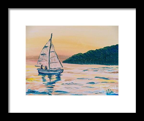 Seascape Framed Print featuring the painting Painting Morning Sail by Judy Via-Wolff