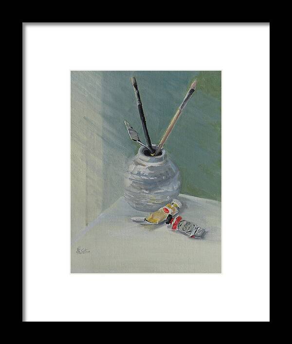 Painting Tools Framed Print featuring the painting Painting Tools by Judy Fischer Walton