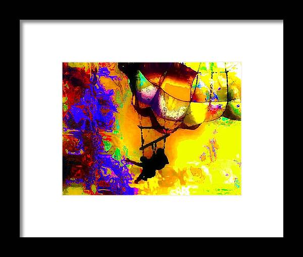 Abstract Parasailing Framed Print featuring the digital art Parasailing by Carrie OBrien Sibley