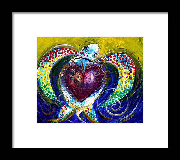 Sea Framed Print featuring the painting Pastel Turtle Heart by J Vincent Scarpace