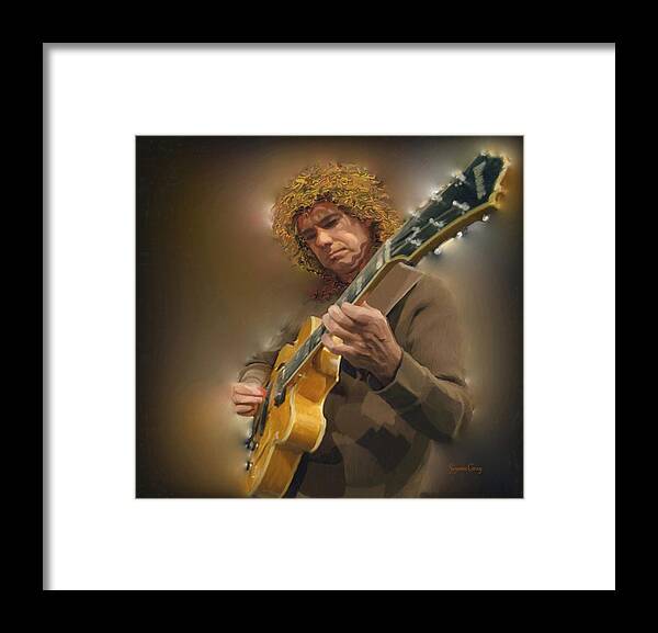 Digital Painting Framed Print featuring the digital art Pat Methany by Suzanne Giuriati Cerny