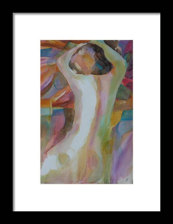 Female Nude Framed Print featuring the painting Patchwork Quilt by Robert P Hedden