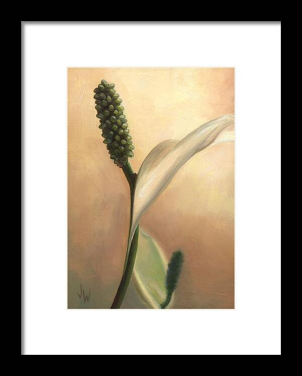 Flowers Framed Print featuring the painting Peace Lily by Joe Winkler