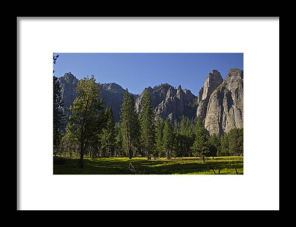 Yosemite Framed Print featuring the photograph Peaks Before El Capitan by Jeremy McKay