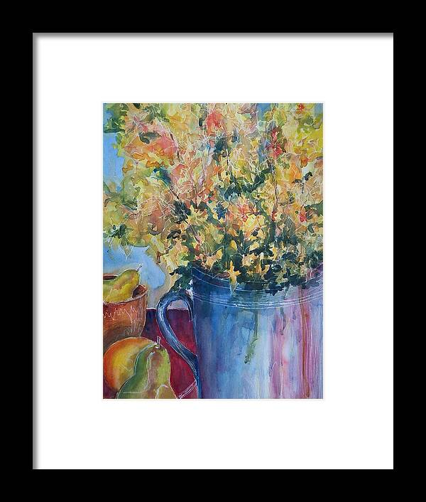 Sandy Collier Framed Print featuring the painting Pears and Petals by Sandy Collier