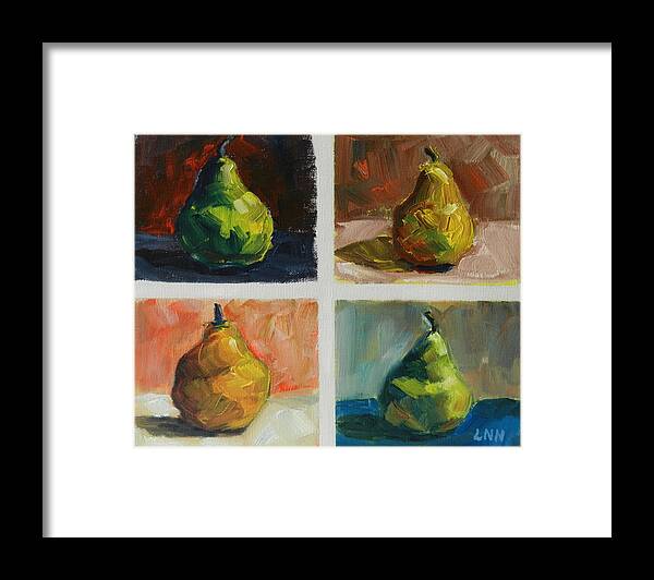 Still Life Framed Print featuring the painting Pears,Peru Impression by Ningning Li