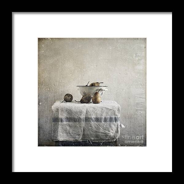Pears Under Grunge Textures Framed Print featuring the photograph Pears under grunge by Paul Grand