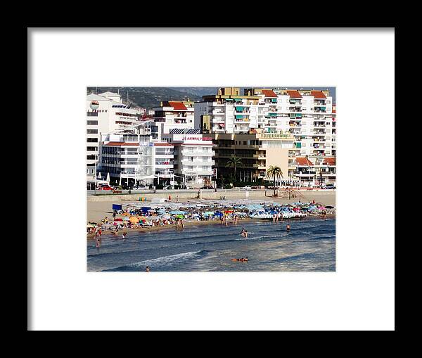 Peniscola Framed Print featuring the photograph Peniscola Beach By Mediterranean Sea in Spain by John Shiron
