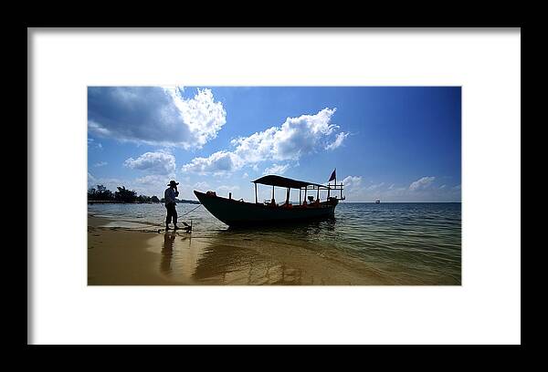 Arism-people&boat Framed Print featuring the photograph People and Boat by Arik S Mintorogo
