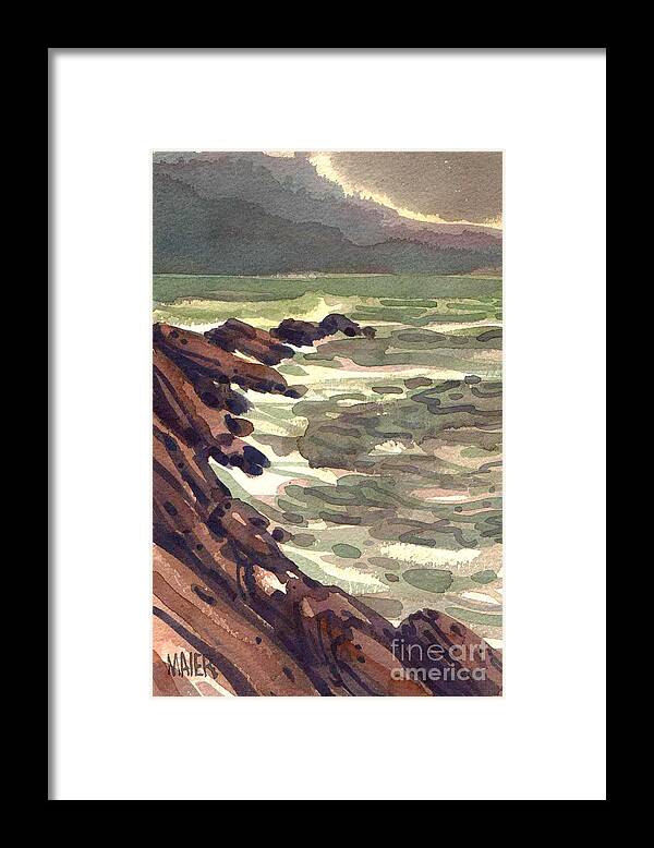 Seascape Framed Print featuring the painting Pescadero Rocks by Donald Maier