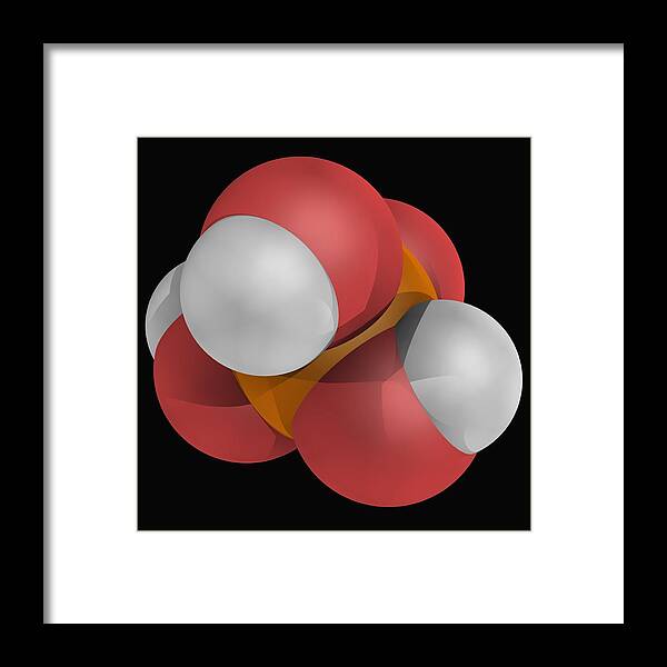Square Framed Print featuring the digital art Phosphoric Acid Molecule by Laguna Design
