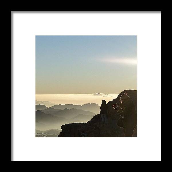 Noedit Framed Print featuring the photograph Photographer At Sunrise On Top Of Mt by Jane Emily