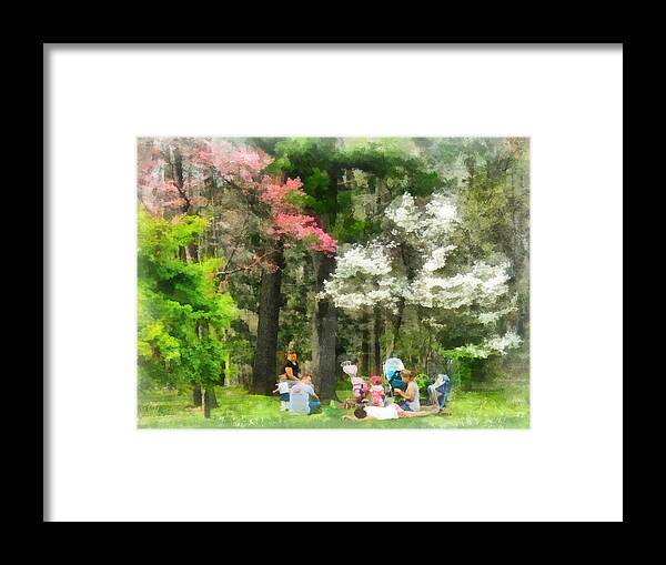 Spring Framed Print featuring the photograph Picnic Under the Flowering Trees by Susan Savad