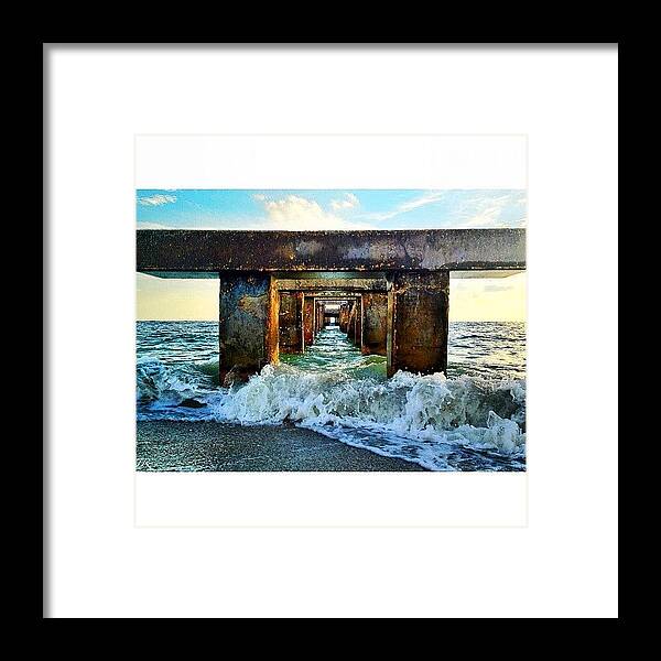 Beautiful Framed Print featuring the photograph #pier #sea #beach #waves #water by Jorge Ramirez
