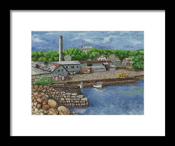 Harbor Framed Print featuring the digital art Pigeon Cove by Steve Breslow