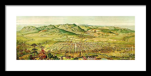 Reproduction Framed Print featuring the painting Pikes Peak Panorama by Thea Recuerdo