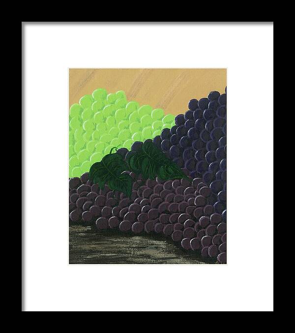 Grapes Framed Print featuring the painting Pile of Wine Grapes by Starla Rodriguez