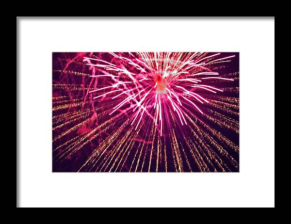 Fireworks Framed Print featuring the photograph Pink Burst by Paul Mangold