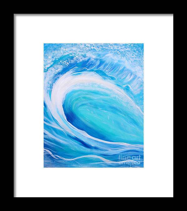 Wave Framed Print featuring the painting Pipeline by Stacey Zimmerman