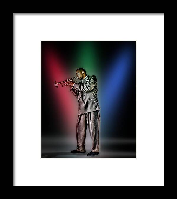 Trumpet Framed Print featuring the digital art Playing Trumpet by Yuma Yumas