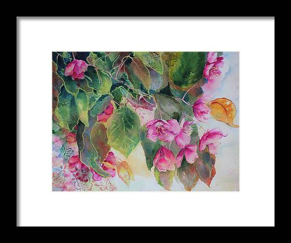 Flowers Framed Print featuring the painting Plum Blossom by Ruth Kamenev