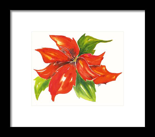 Poinsettia Framed Print featuring the painting Poinsettia One by Elise Boam