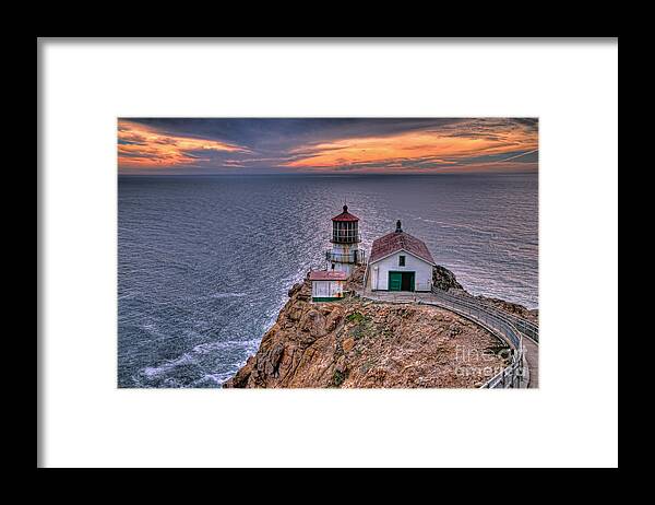 Point Reyes Lighthouse Framed Print featuring the photograph Point Reyes Lighthouse at Sunset by Eddie Yerkish